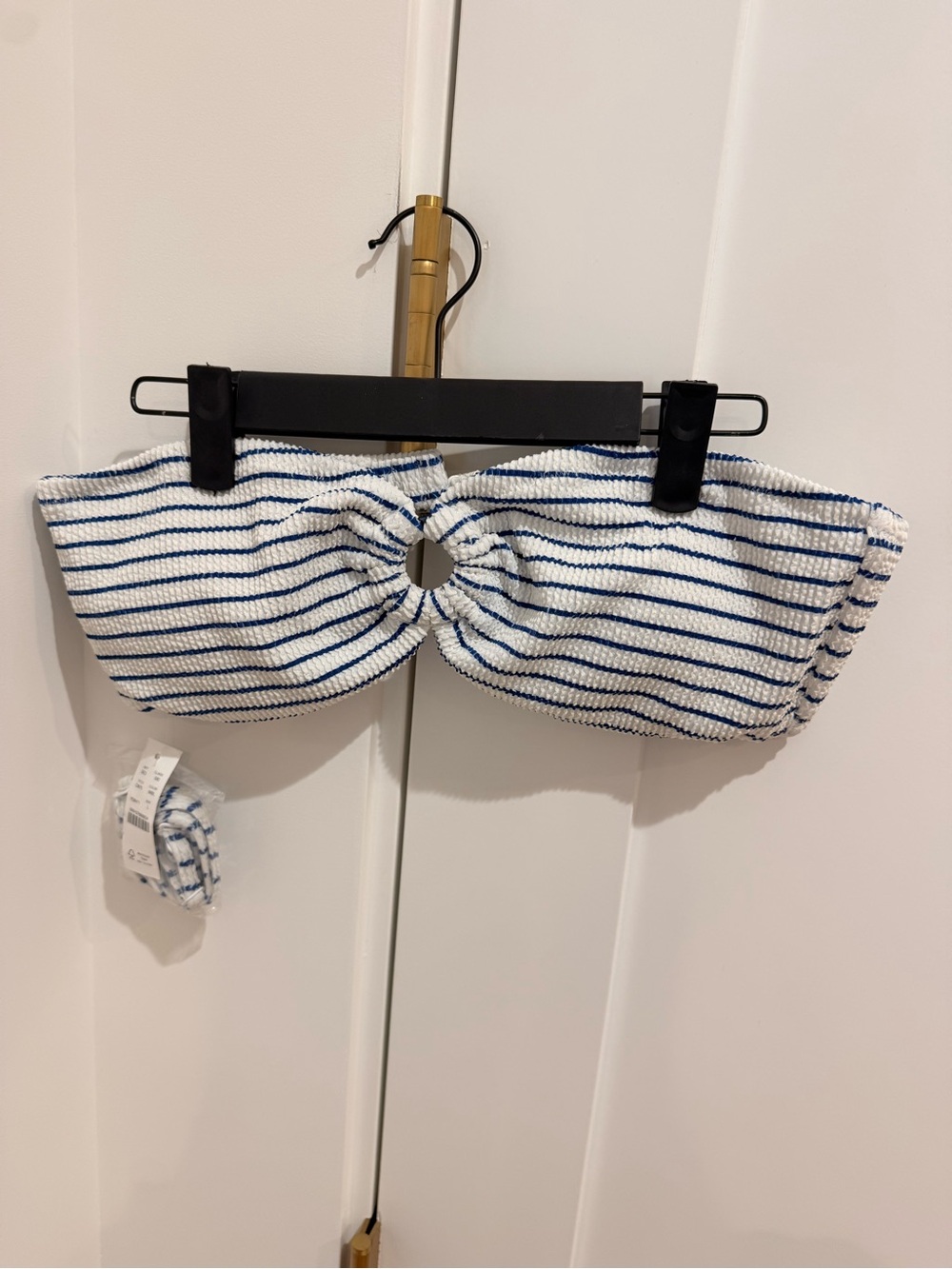 J. Crew White & Blue Striped Bandeau Swim Top